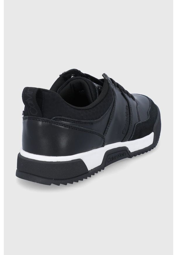Calvin Klein - Buty skórzane. Nosek buta: okrągły. Zapięcie: sznurówki. Kolor: czarny. Materiał: skóra