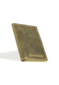 Skórzany cienki portfel slim wallet BRODRENE SW03 oliwkowy. Kolor: oliwkowy. Materiał: skóra #1