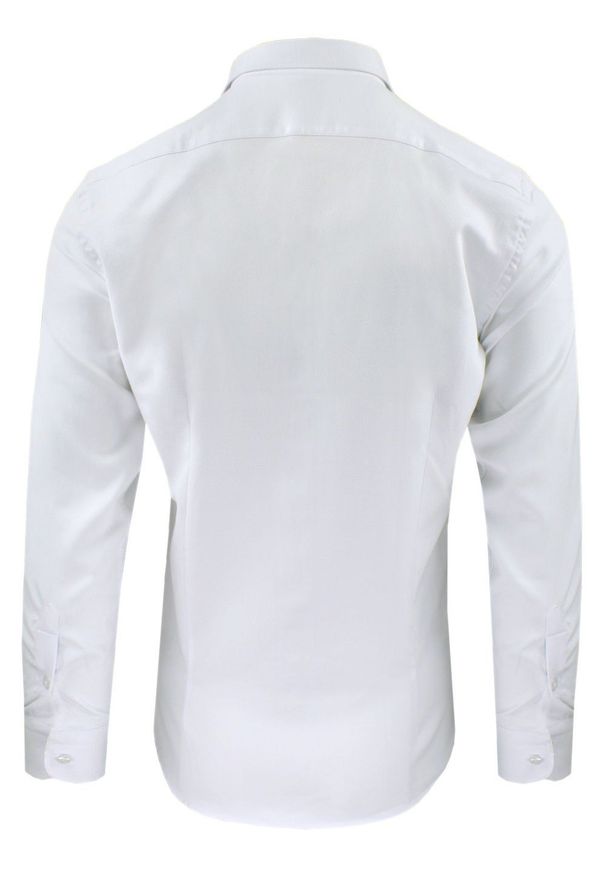 Taliowana Koszula Wizytowa, Męska - Victorio - Biała, Elegancka. Kolor: biały. Materiał: elastan, poliester, bawełna. Styl: wizytowy, elegancki