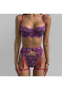 Intica - Bielizna z balkonetką i pasem z ozdobnym wykończeniem Najda. Kolor: wielokolorowy. Materiał: materiał, skóra #5