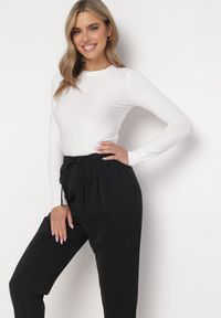 Born2be - Czarne Spodnie z Gumką w Pasie Ściągane Troczkiem i z Kieszeniami Maylai. Kolor: czarny #3