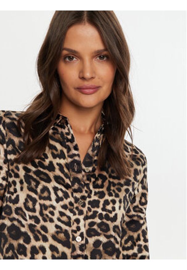 Marciano Guess Koszula 4BGH32 7014A Brązowy Regular Fit. Kolor: brązowy. Materiał: syntetyk