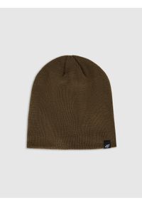 4f - 4F Czapka zimowa męska - khaki L. Kolor: oliwkowy, brązowy, wielokolorowy. Materiał: skóra, syntetyk, materiał. Sezon: zima. Styl: casual #1