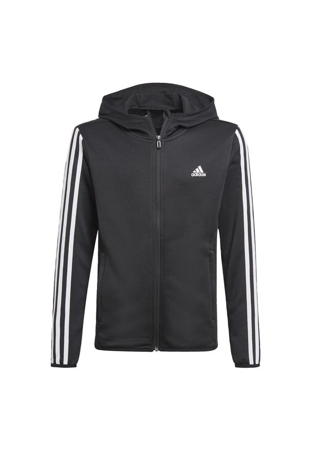 Adidas - Bluza dziecięca z kapturem na zamek błyskawiczny adidas D2M 3-Bandes. Typ kołnierza: kaptur. Kolor: czarny, wielokolorowy, biały. Sport: joga i pilates