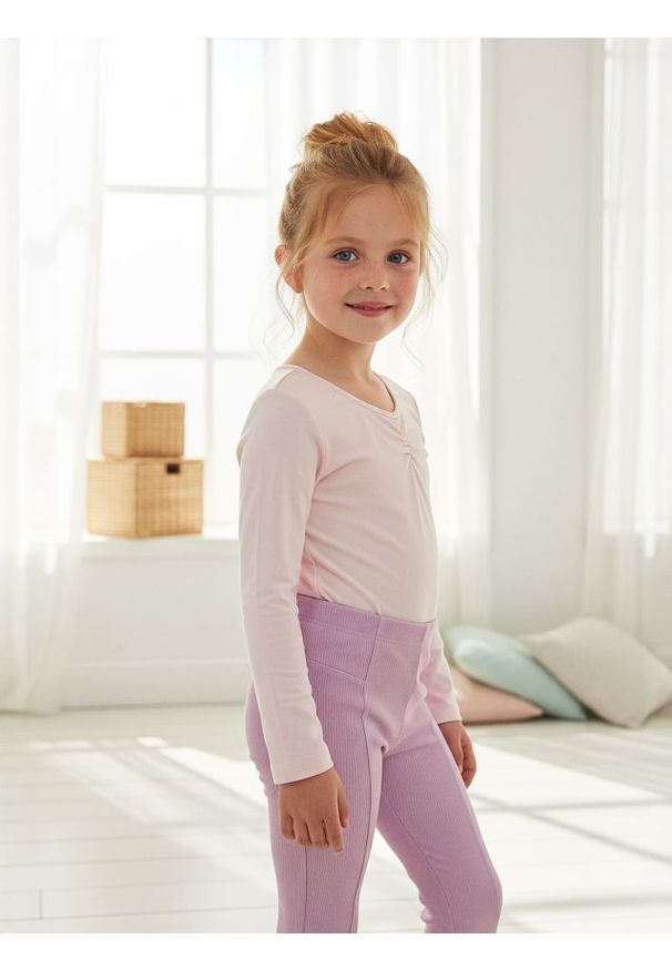 Sinsay - Body z długimi rękawami marszczone przy dekolcie - różowy. Kolor: różowy. Długość rękawa: długi rękaw. Długość: długie