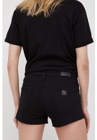 Armani Exchange szorty jeansowe 3LYJ59.Y1SRZ damskie kolor czarny gładkie medium waist. Kolor: czarny. Materiał: jeans. Wzór: gładki #4