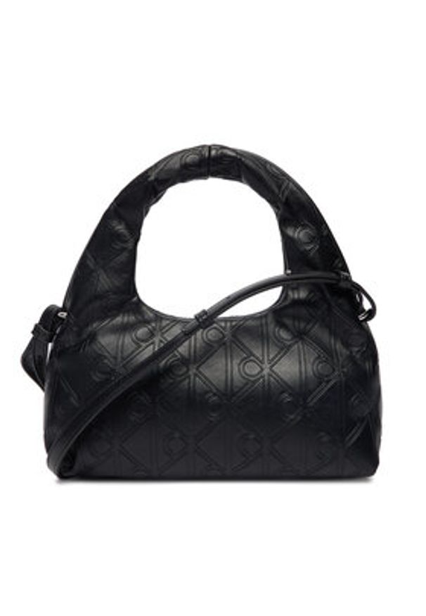 Calvin Klein Torebka Emblem Aop Puffer Bag With Strap LV04F3200G Czarny. Kolor: czarny. Materiał: skórzane