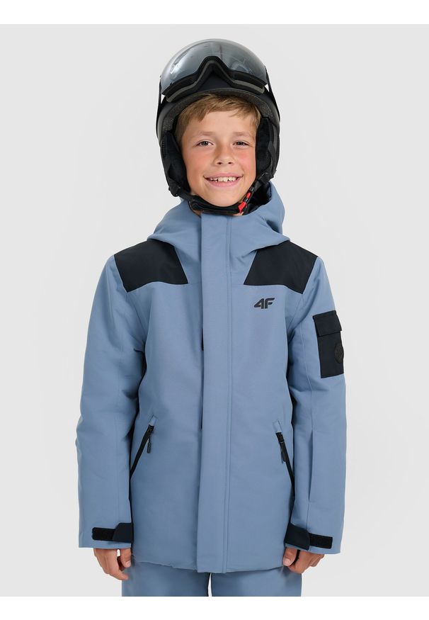 4f - 4F Kurtka snowboardowa membrana 8000 chłopięca - granatowa 128 (7-8 lat). Kolor: niebieski. Materiał: poliester. Sezon: lato