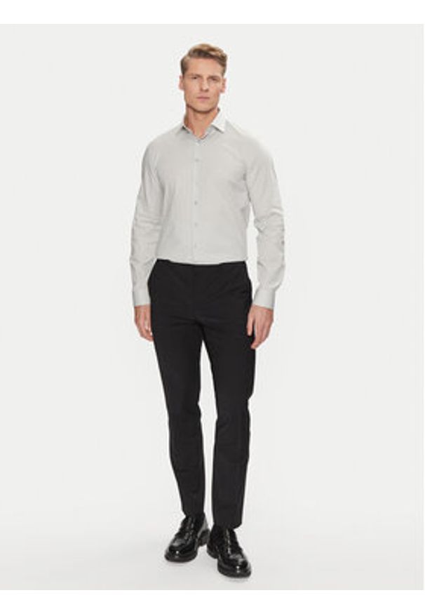 Calvin Klein Koszula Poplin Stretch Slim Shirt K10K108229 Szary Slim Fit. Kolor: szary. Materiał: bawełna
