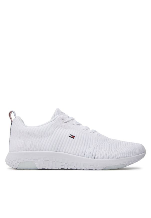 TOMMY HILFIGER - Tommy Hilfiger Sneakersy Corporate Knit Rib Runner FM0FM02838 Biały. Kolor: biały. Materiał: materiał