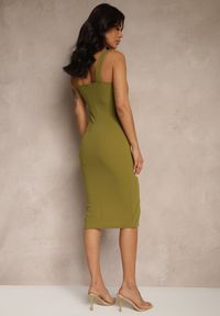 Renee - Jasnozielona Sukienka Typu Bodycon z Ozdobnym Wycięciem Lenavine. Okazja: na co dzień. Kolor: zielony. Typ sukienki: bodycon. Styl: klasyczny, elegancki, casual