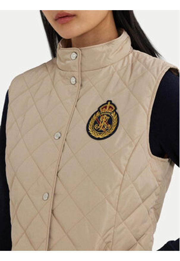 Lauren Ralph Lauren - LAUREN RALPH LAUREN Bezrękawnik 297951276003 Beżowy Straight Fit. Kolor: beżowy. Materiał: syntetyk. Długość rękawa: bez rękawów