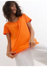 bonprix - T-shirt z czystej bawełny, krótki rękaw. Kolor: pomarańczowy. Materiał: bawełna. Długość rękawa: krótki rękaw. Długość: krótkie #1
