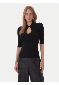 KAOS Sweter RI1NT053 0001 Czarny Regular Fit. Kolor: czarny. Materiał: syntetyk