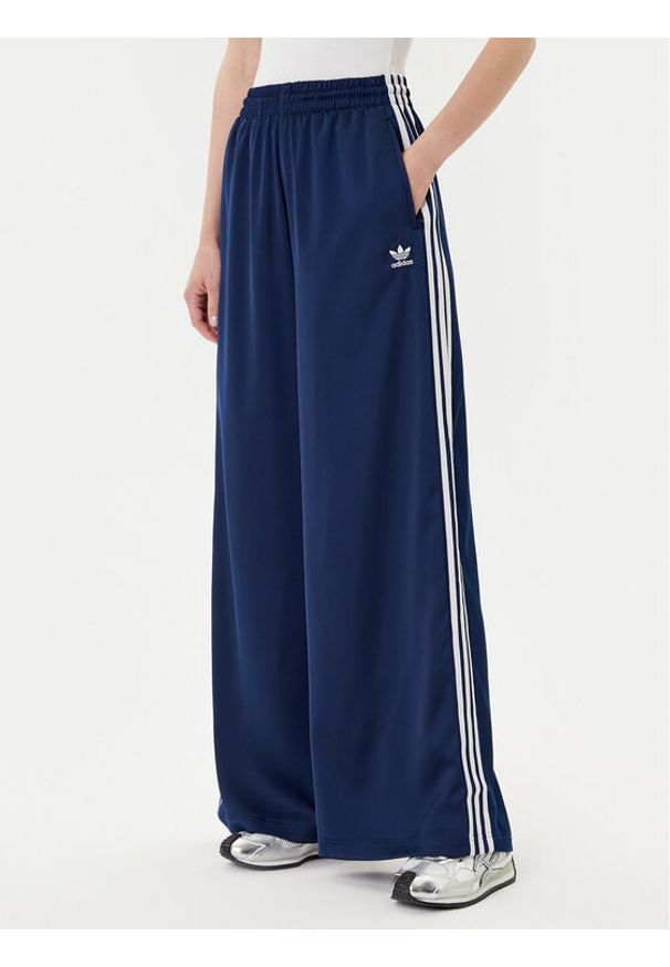 Adidas - adidas Spodnie dresowe adicolor Satin JD0881 Granatowy Wide Leg. Kolor: niebieski. Materiał: syntetyk