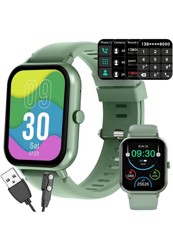 Smartwatch Verk Smartwatch zegarek damski męski gumowy pasek sport bluetooth rozmowy zieleń. Rodzaj zegarka: smartwatch. Materiał: guma. Styl: sportowy