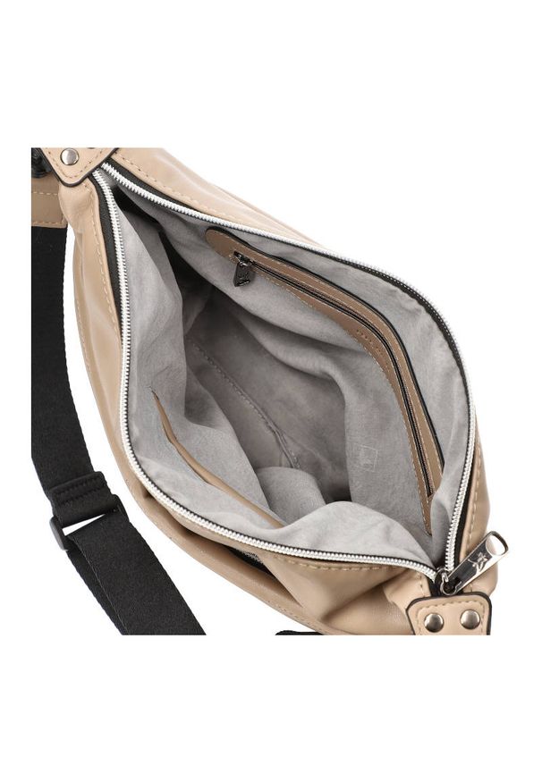 Beżowa Torebka Damska Na Ramię Pepe Moll. Kolor: beżowy. Wzór: aplikacja. Materiał: skórzane. Styl: klasyczny, casual, elegancki. Rodzaj torebki: na ramię