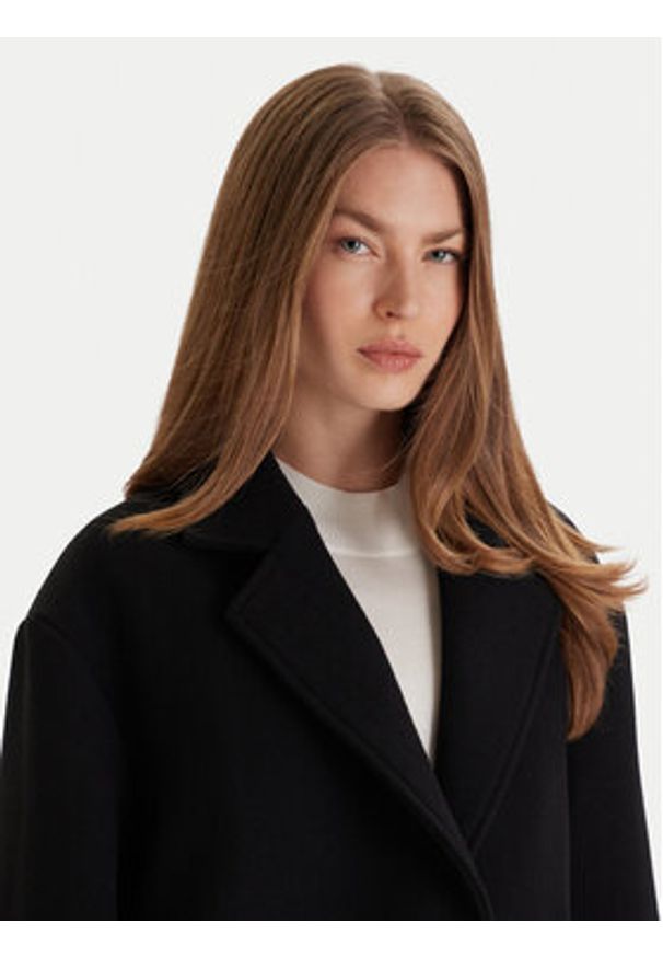 BOSS Płaszcz wełniany C_Calesara2 50548660 Czarny Relaxed Fit. Kolor: czarny. Materiał: syntetyk