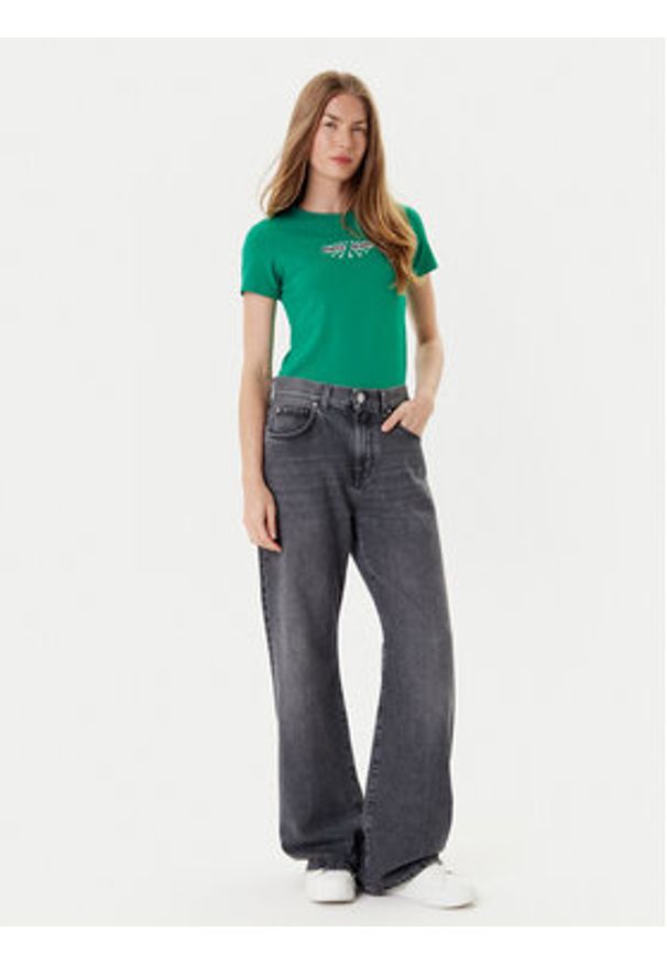 Guess Jeans T-Shirt W5YI04 J1314 Zielony Slim Fit. Kolor: zielony. Materiał: bawełna