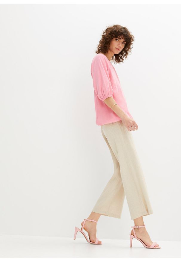 bonprix - T-shirt z czystej bawełny organicznej. Kolor: różowy. Materiał: bawełna. Długość rękawa: krótki rękaw. Długość: krótkie