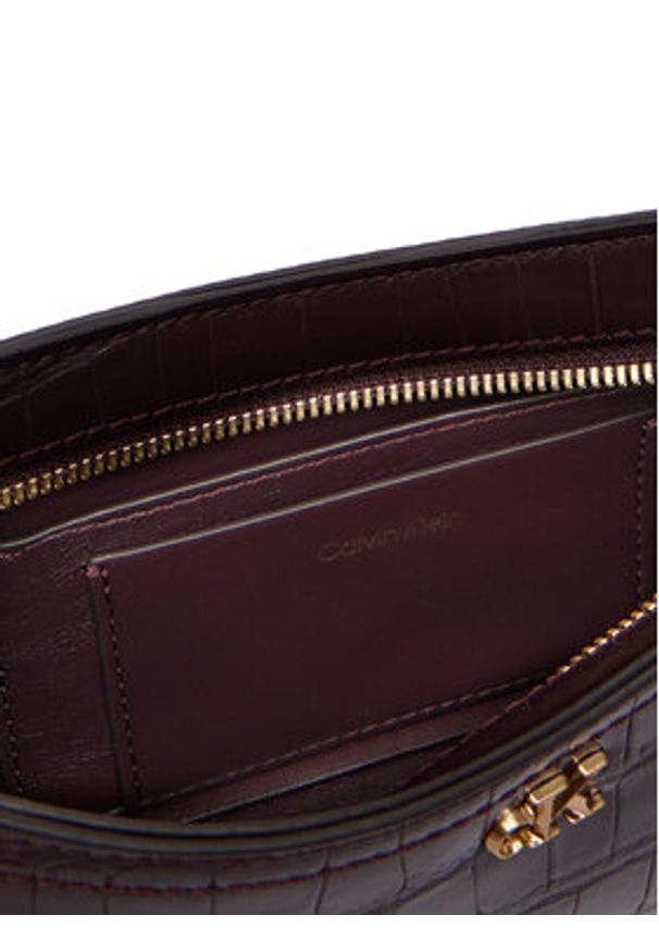 Calvin Klein Torebka Ck Croc Small LV04F3283G Bordowy. Kolor: czerwony. Materiał: skórzane
