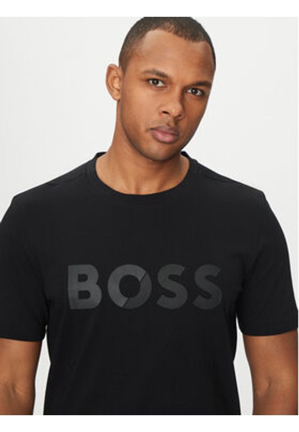 BOSS T-Shirt Tape Logo 50530990 Czarny Regular Fit. Kolor: czarny. Materiał: bawełna