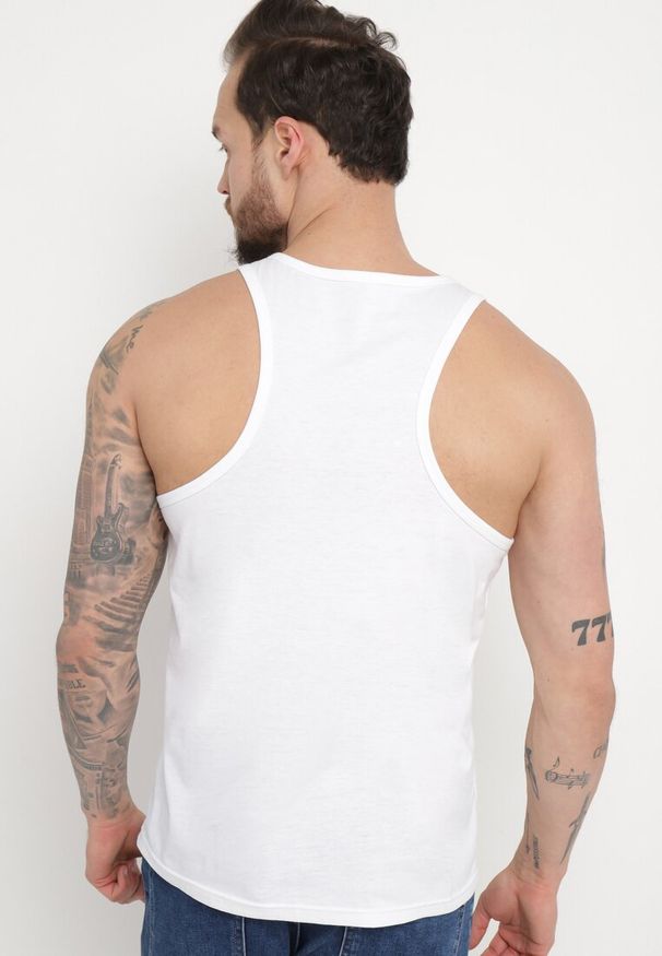 Born2be - Biała Koszulka Bez Rękawów w Stylu Tank Topu Lysbeth. Kolor: biały. Materiał: jeans. Długość rękawa: bez rękawów