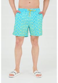 Guess - GUESS Męskie szorty kąpielowe niebiesko-żółte, Rozmiar XXL. Kolor: wielokolorowy. Materiał: poliester #1