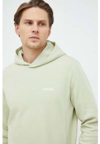 Calvin Klein bluza męska kolor zielony z kapturem gładka. Typ kołnierza: kaptur. Kolor: zielony. Materiał: dzianina. Wzór: gładki #2