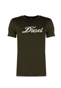 Diesel T-Shirt "Sily" | A10654-RGRAI | Mężczyzna | Wojskowa Zieleń. Okazja: na co dzień. Materiał: bawełna. Długość: długie. Wzór: aplikacja, jednolity, nadruk. Styl: militarny