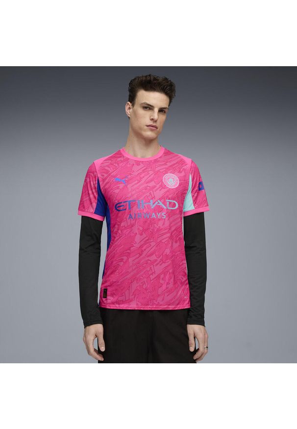 Puma - Męska koszulka bramkarska Manchester City 25/26 PUMA. Kolor: różowy. Materiał: tkanina. Sport: piłka nożna