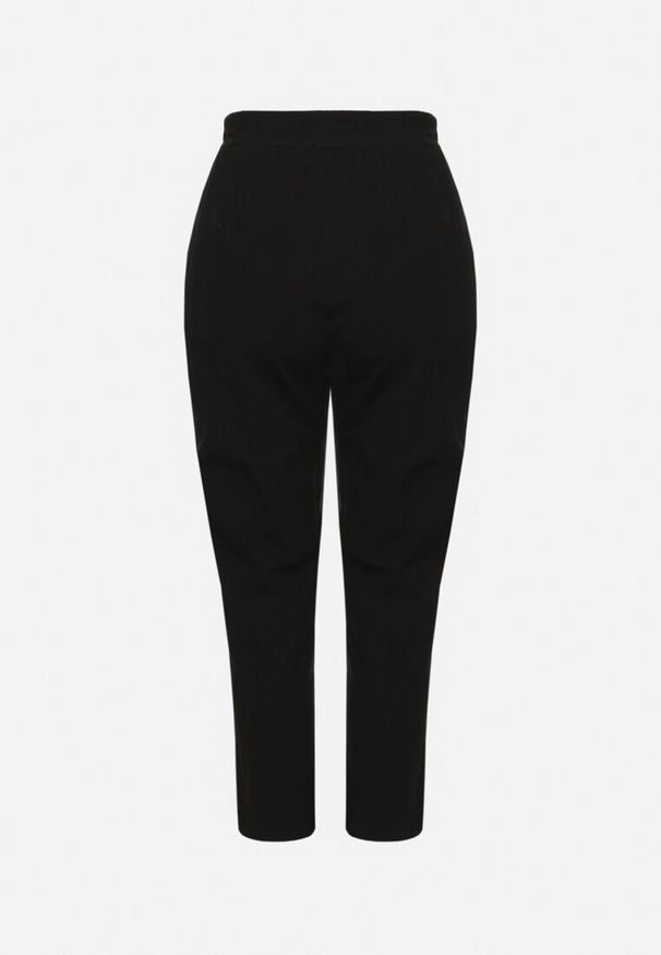 Born2be - Czarne Klasyczne Spodnie Bawełniane z Gumką w Pasie Olozi. Okazja: na co dzień. Kolekcja: plus size. Kolor: czarny. Materiał: bawełna. Styl: klasyczny