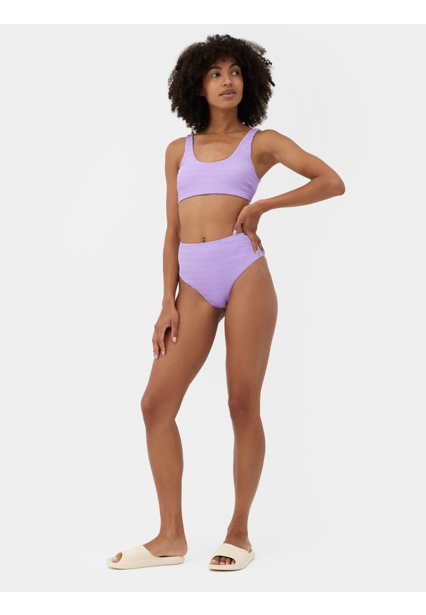 4f - 4F Dół od bikini z materiałów z recyklingu damski XS. Stan: podwyższony. Kolor: fioletowy. Materiał: materiał