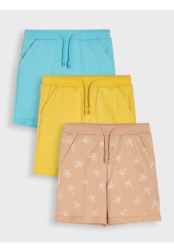 Sinsay - Sportowe szorty 3 pack - żółty. Kolor: żółty. Styl: sportowy