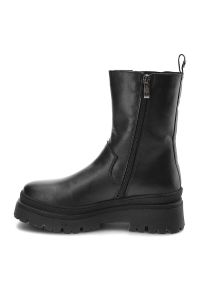 Czarne Botki Pollonus Ocieplane Obuwie Damskie. Kolor: czarny. Materiał: skóra, futro, syntetyk. Szerokość cholewki: normalna #3