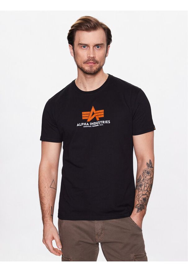 Alpha Industries T-Shirt Basic 100501RB Czarny Regular Fit. Kolor: czarny. Materiał: bawełna