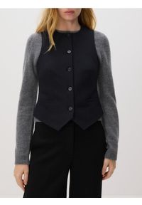 Reserved - Taliowana kamizelka - czarny. Kolor: czarny. Materiał: wiskoza, tkanina, bawełna