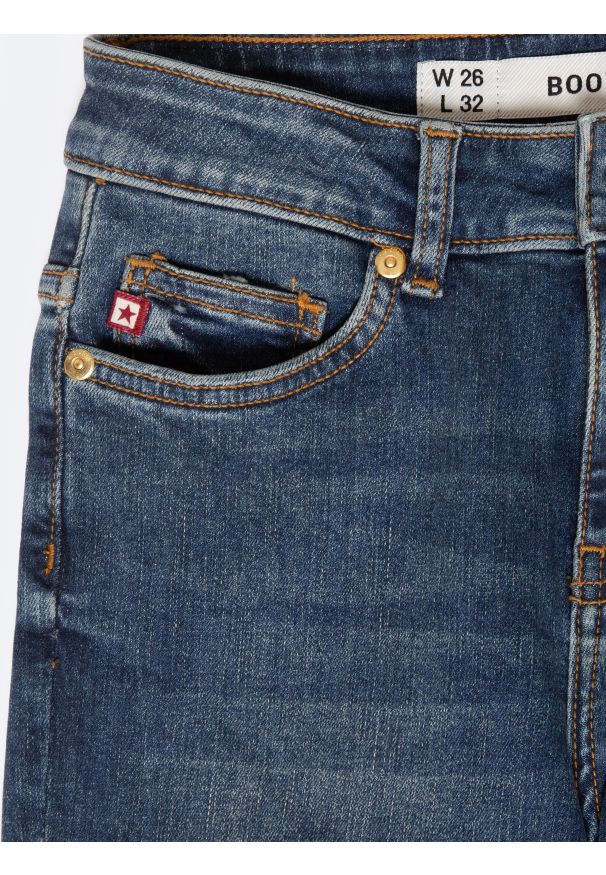 Big-Star - Jeansy damskie granatowe Adela Bootcut 536. Okazja: na co dzień. Stan: podwyższony. Kolor: niebieski. Styl: retro, klasyczny, casual