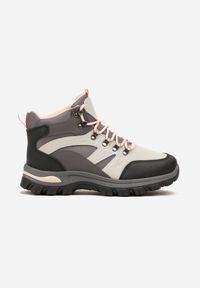 Born2be - Szare Buty Trekkingowe Trapery Vices Ozdobione Przeszyciami Narrive. Okazja: na co dzień. Wysokość cholewki: przed kolano. Kolor: szary. Materiał: dresówka. Szerokość cholewki: normalna. Wzór: aplikacja. Styl: casual #4