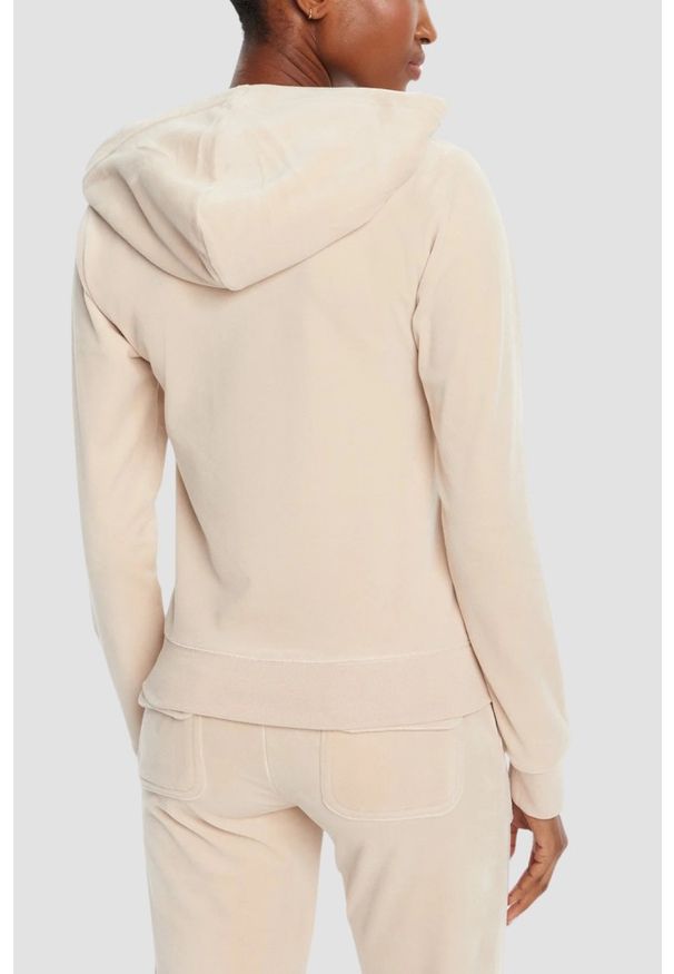 Juicy Couture - JUICY COUTURE Piaskowa bluza damska Robertson Hoodie, Rozmiar M. Okazja: na co dzień. Kolor: beżowy. Materiał: materiał. Styl: casual, klasyczny