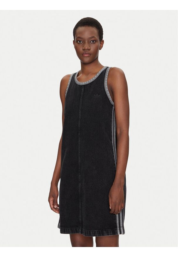 Adidas - adidas Sukienka jeansowa adicolor Denim 3-Stripes JD3108 Czarny Slim Fit. Kolor: czarny. Materiał: bawełna