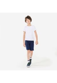DOMYOS - Spodenki dziecięce Domyos. Okazja: na uczelnię. Kolor: niebieski. Materiał: bawełna, materiał. Styl: sportowy. Sport: joga i pilates