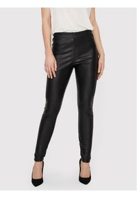 Vero Moda Spodnie z imitacji skóry 10257164 Czarny Skinny Fit. Kolor: czarny. Materiał: syntetyk