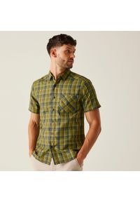Regatta - Koszula turystyczna męska Mindano IX z krótkim rękawem. Kolor: zielony. Materiał: poliester, wiskoza. Długość rękawa: krótki rękaw. Długość: krótkie. Sport: turystyka piesza #1