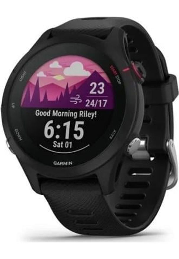 GARMIN - Zegarek sportowy Garmin Forerunner 255S Music Czarny (010-02641-32). Kolor: czarny. Styl: sportowy