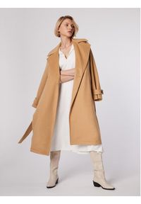 Simple Płaszcz przejściowy PLD502-03 Beżowy Relaxed Fit. Kolor: beżowy. Materiał: syntetyk #5