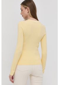 Hugo - HUGO sweter 50466273 damski kolor żółty lekki. Kolor: żółty. Materiał: włókno, dzianina, materiał, wiskoza. Długość rękawa: długi rękaw. Długość: długie #5