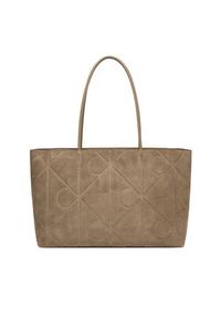 Calvin Klein Torebka Emblem Aop Embossed Suede Tote LV04F3334G Beżowy. Kolor: beżowy. Materiał: skórzane, zamszowe #2