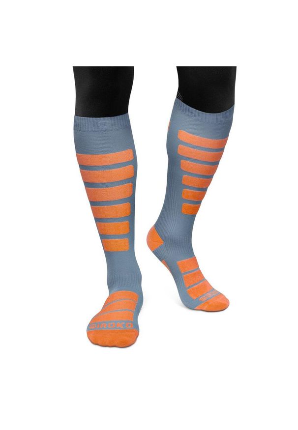 Skarpety do sportów zimowych unisex SIROKO Aoraki Slide. Kolor: szary, wielokolorowy, pomarańczowy. Sport: narciarstwo