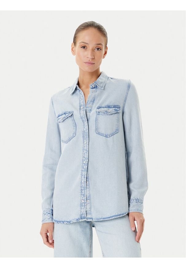 Guess Koszula jeansowa W5YH33 D4N61 Niebieski Regular Fit. Kolor: niebieski. Materiał: lyocell